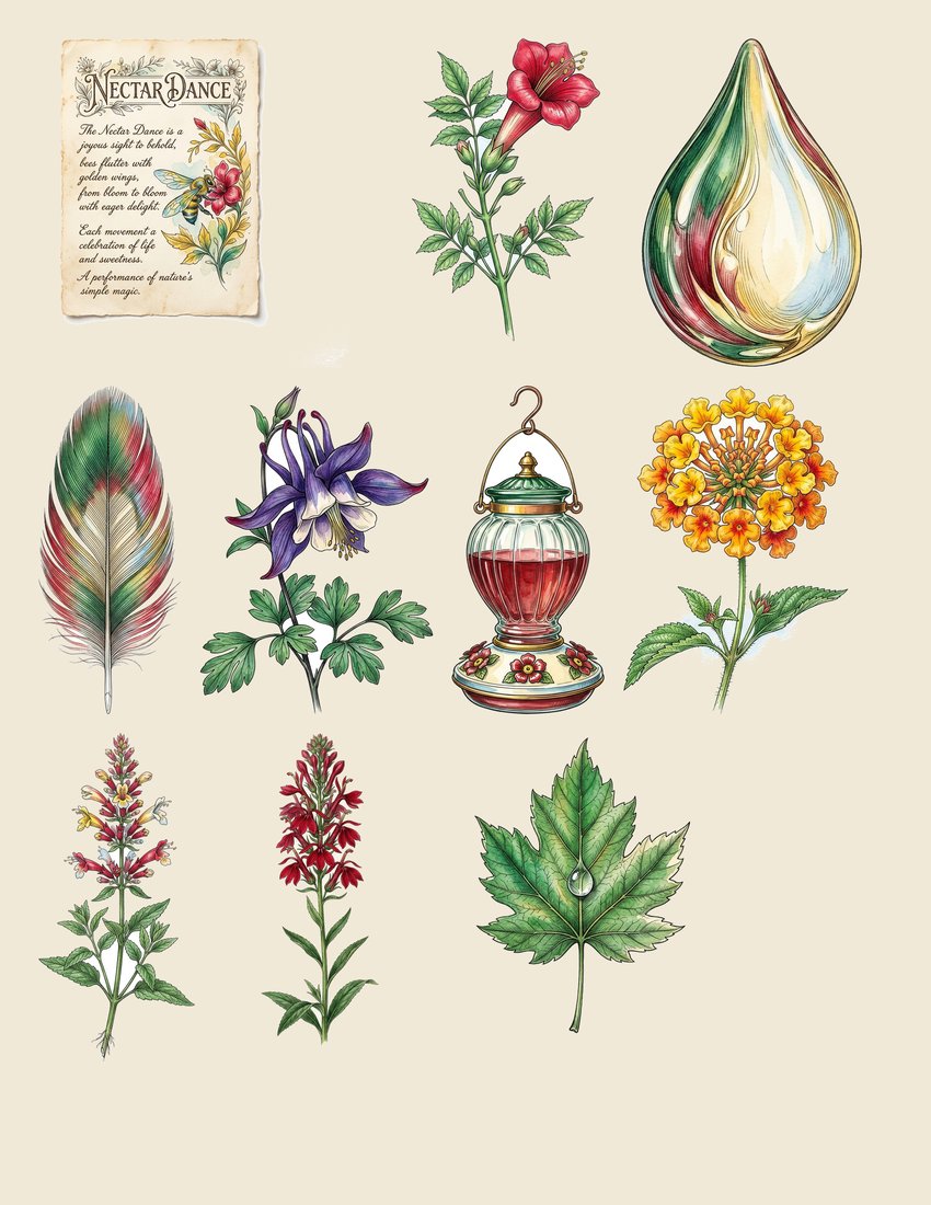 Hummingbird Nectar junk journal kit — sheet preview 3