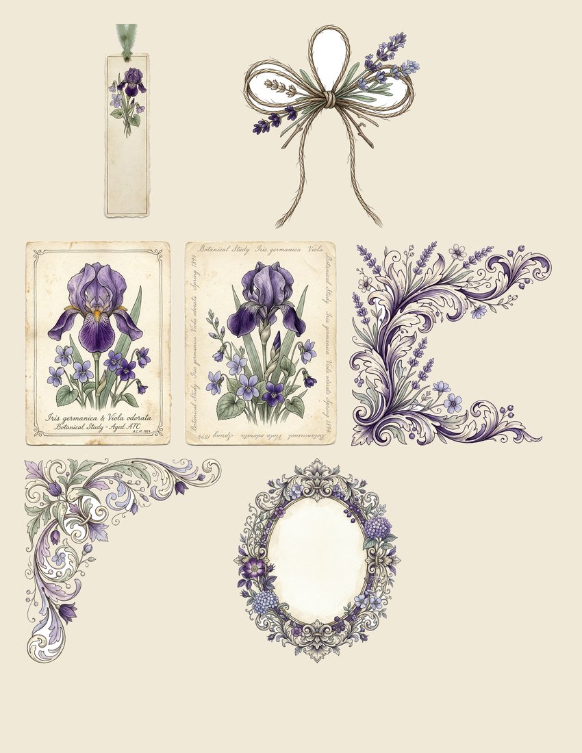 Iris And Violet junk journal kit — sheet preview 1