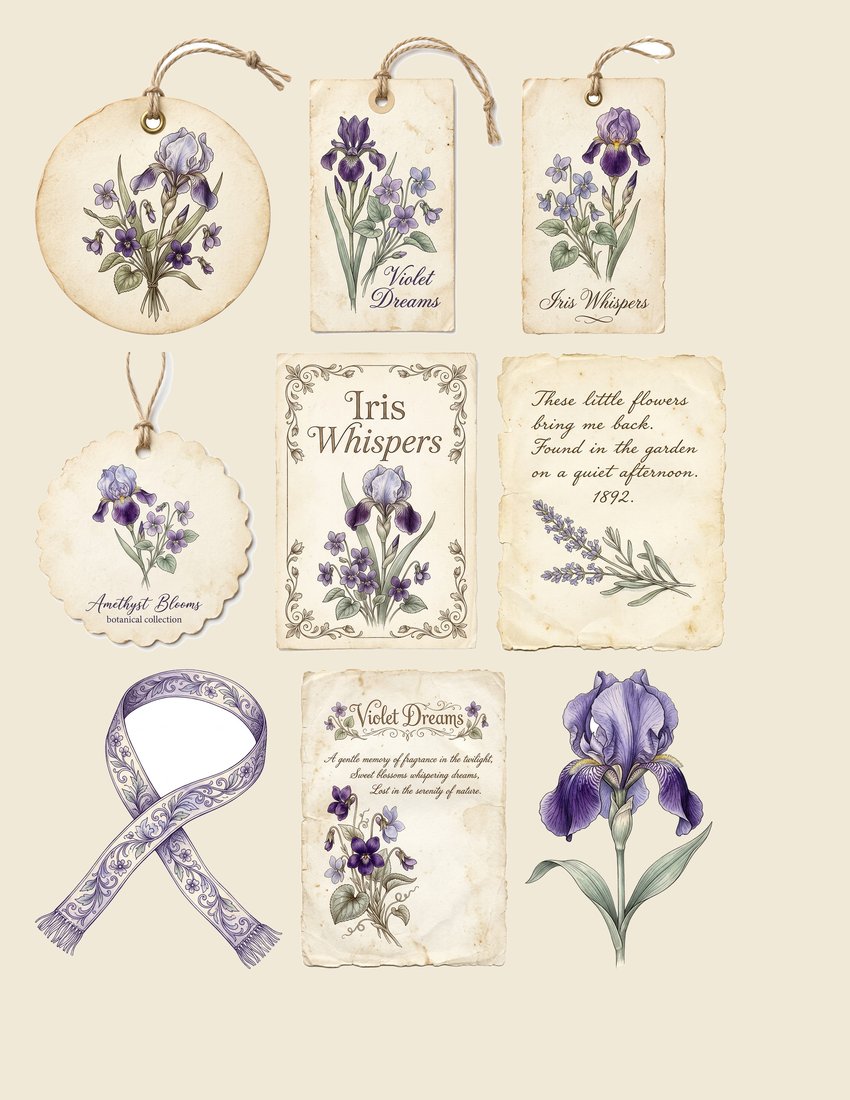 Iris And Violet junk journal kit — sheet preview 2