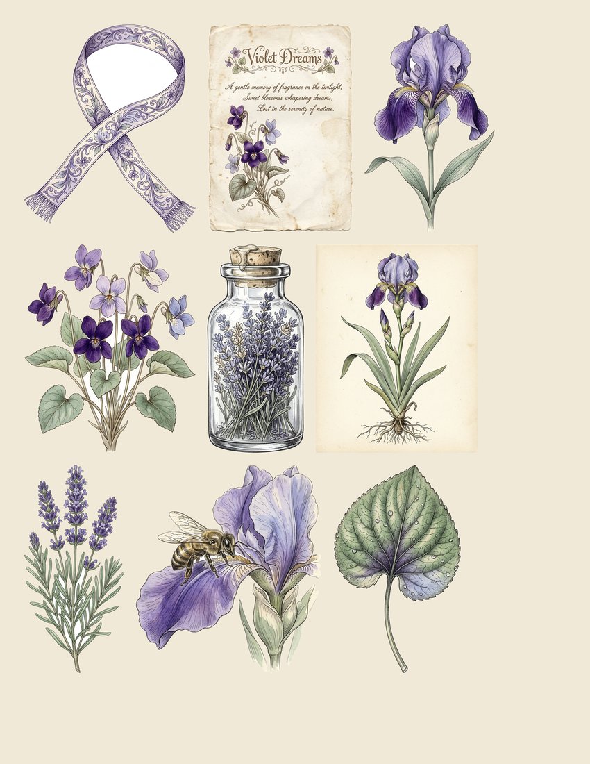 Iris And Violet junk journal kit — sheet preview 3