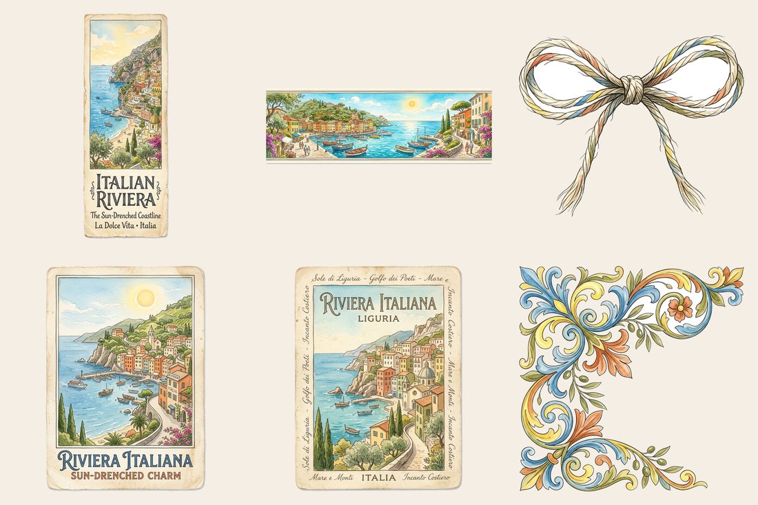 Italian Riviera junk journal kit — element closeup 1