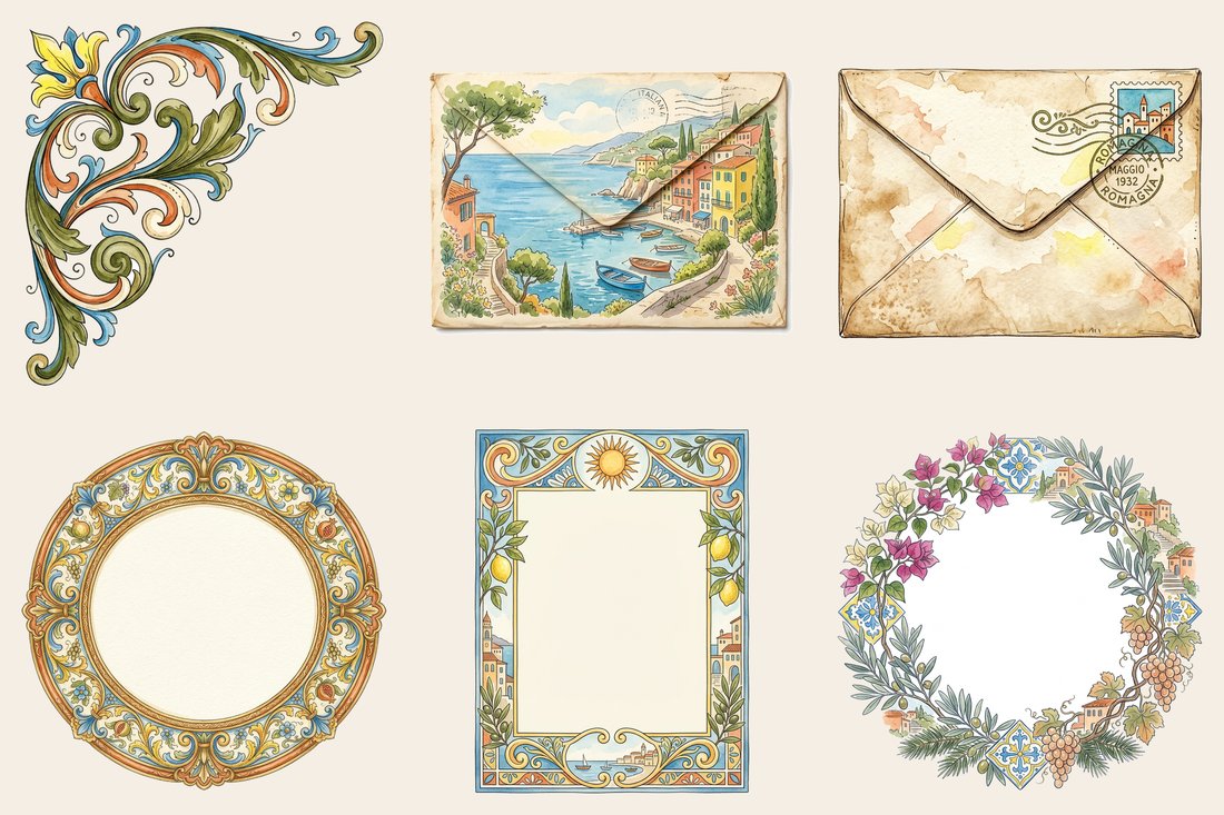Italian Riviera junk journal kit — element closeup 2
