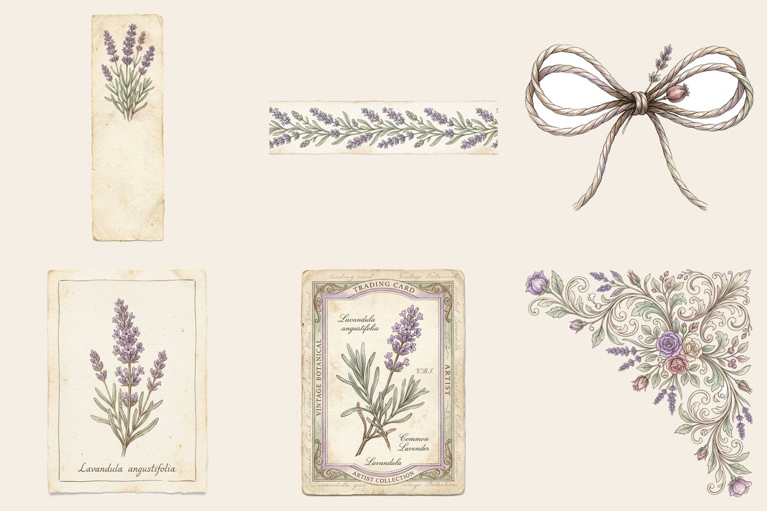 Lavender Fields junk journal kit — element closeup 1