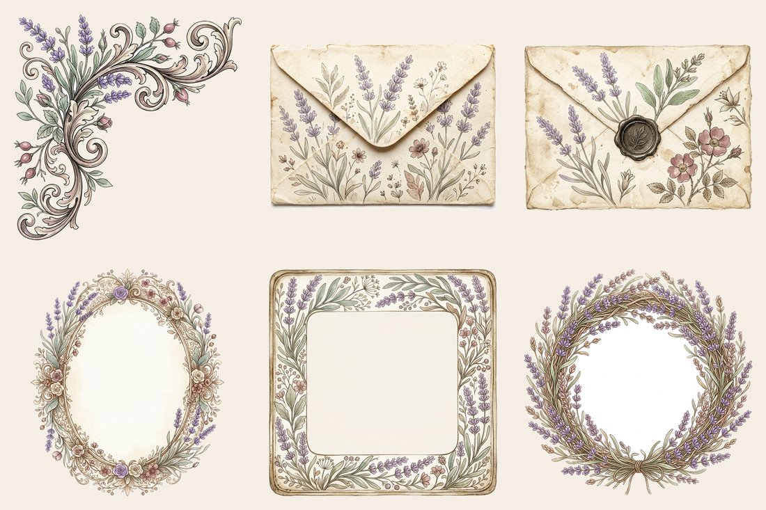 Lavender Fields junk journal kit — element closeup 2