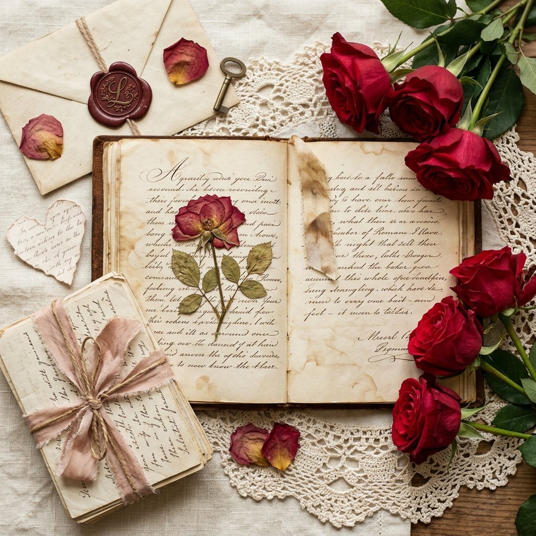 Love Letters Romance Junk Journal Kit | Vintage Valentine Rose Ephemera + Printable Sheets | Anniversary Gift | Digital Download