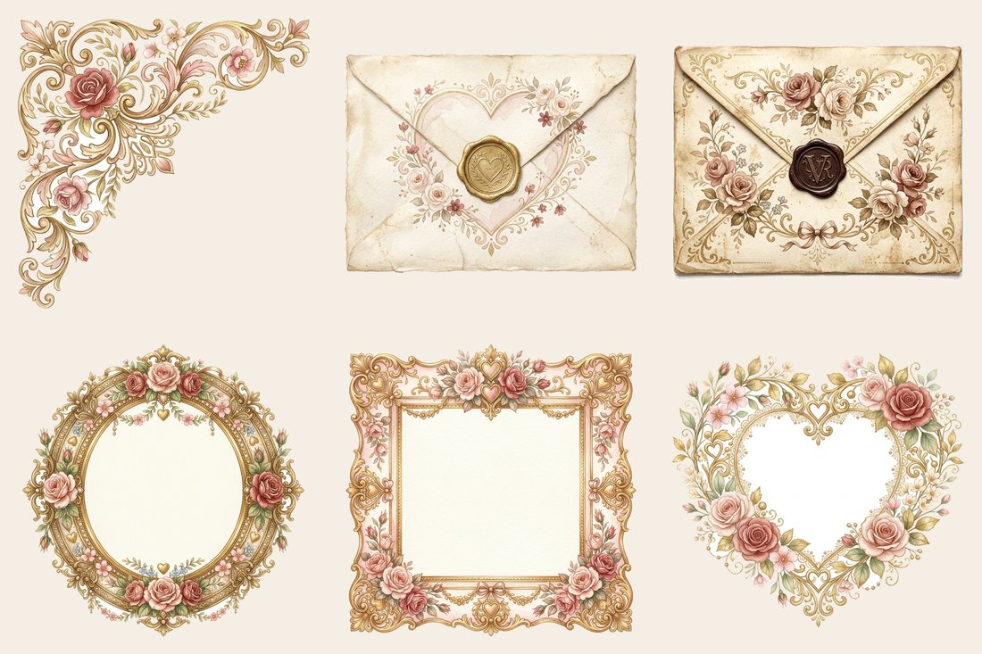 Love Letters Romance junk journal kit — element closeup 2