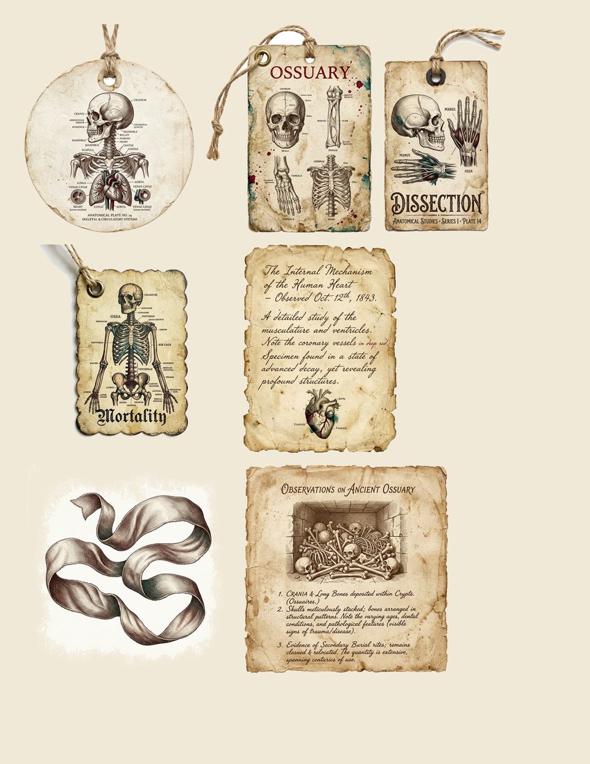 Macabre Anatomy junk journal kit — sheet preview 2