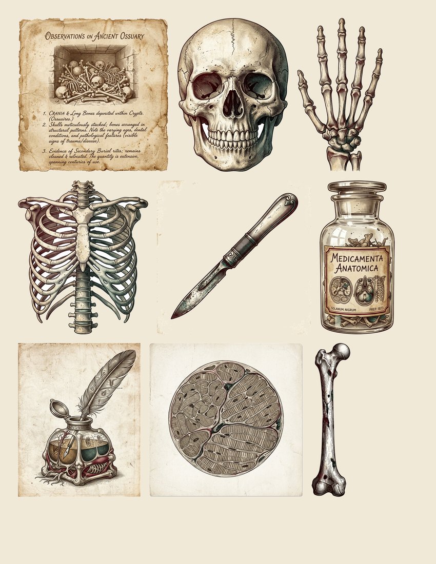 Macabre Anatomy junk journal kit — sheet preview 3