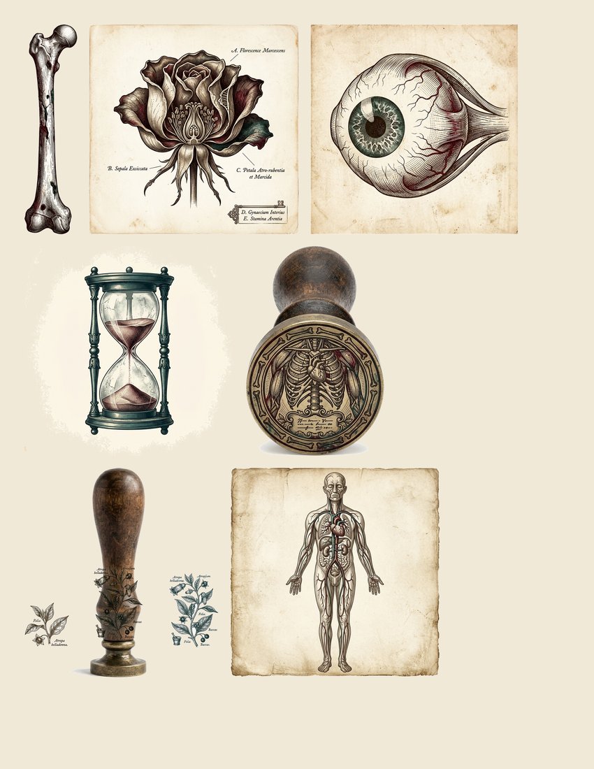 Macabre Anatomy junk journal kit — sheet preview 4