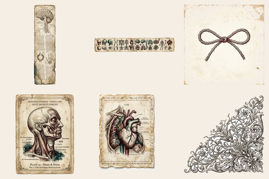 Macabre Anatomy junk journal kit — element closeup 1