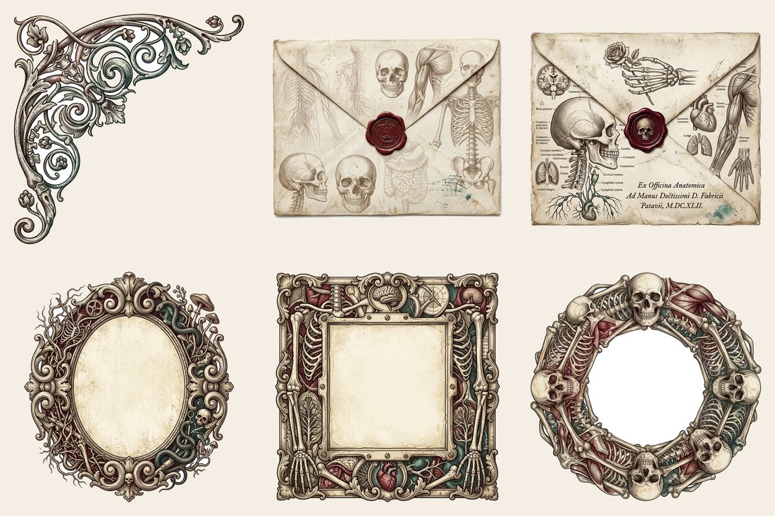 Macabre Anatomy junk journal kit — element closeup 2