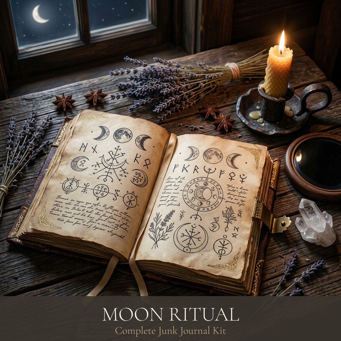 Moon Ritual Junk Journal Kit | Mystical Lunar Ephemera + Printable Sheets | Digital Download