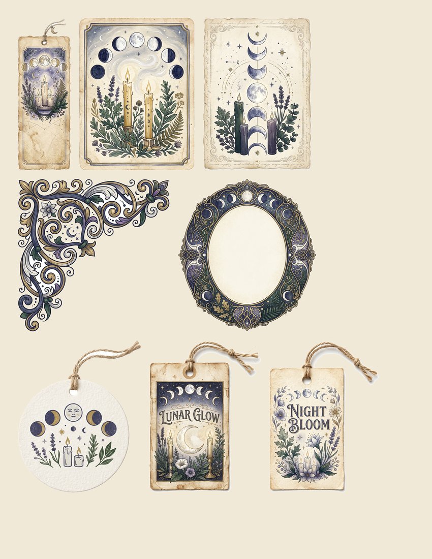 Moon Ritual junk journal kit — sheet preview 1