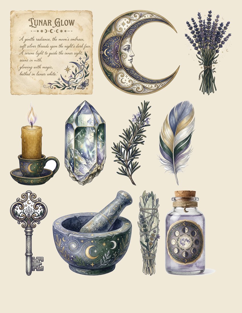 Moon Ritual junk journal kit — sheet preview 3