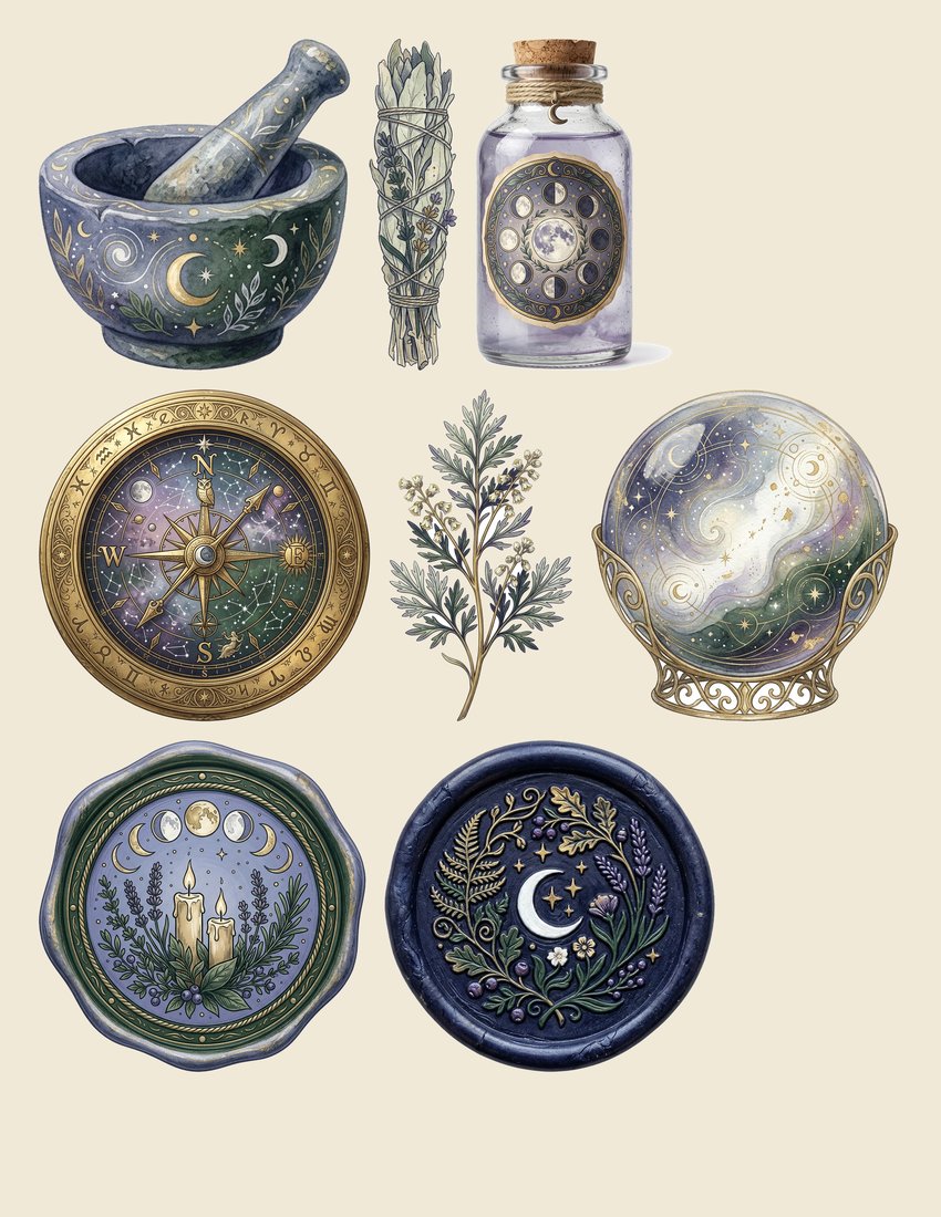Moon Ritual junk journal kit — sheet preview 4