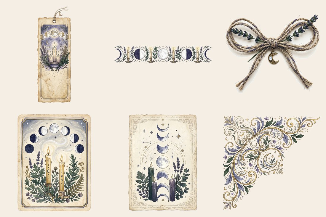 Moon Ritual junk journal kit — element closeup 1