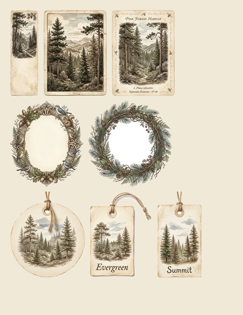 Mountain Wilderness junk journal kit — sheet preview 1