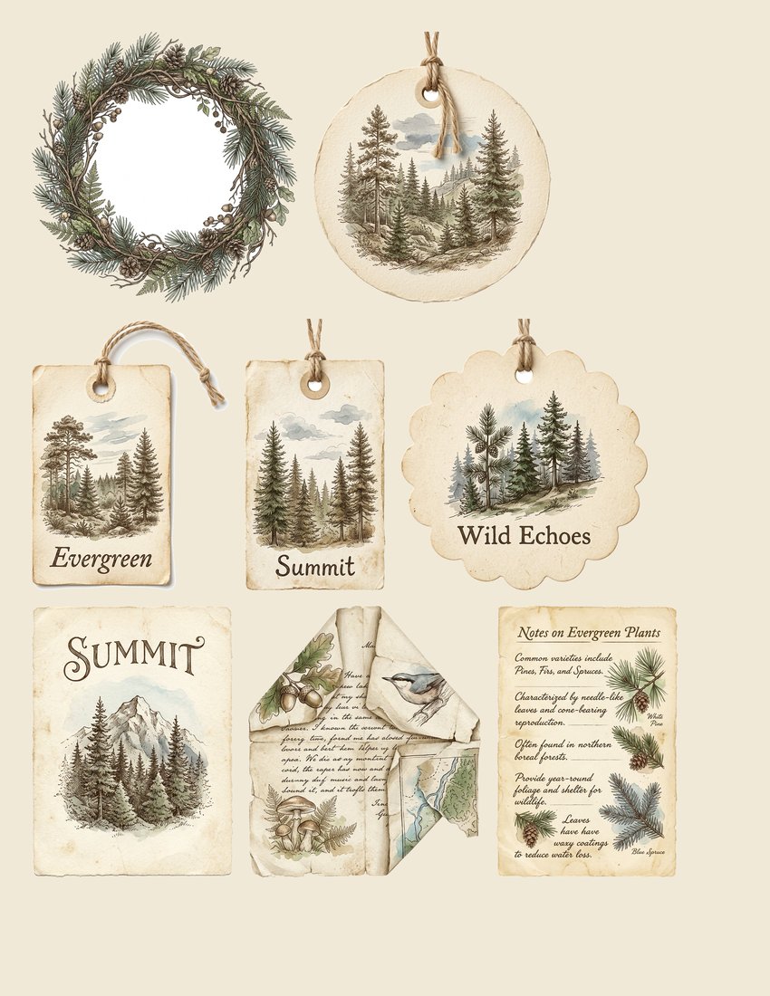 Mountain Wilderness junk journal kit — sheet preview 2