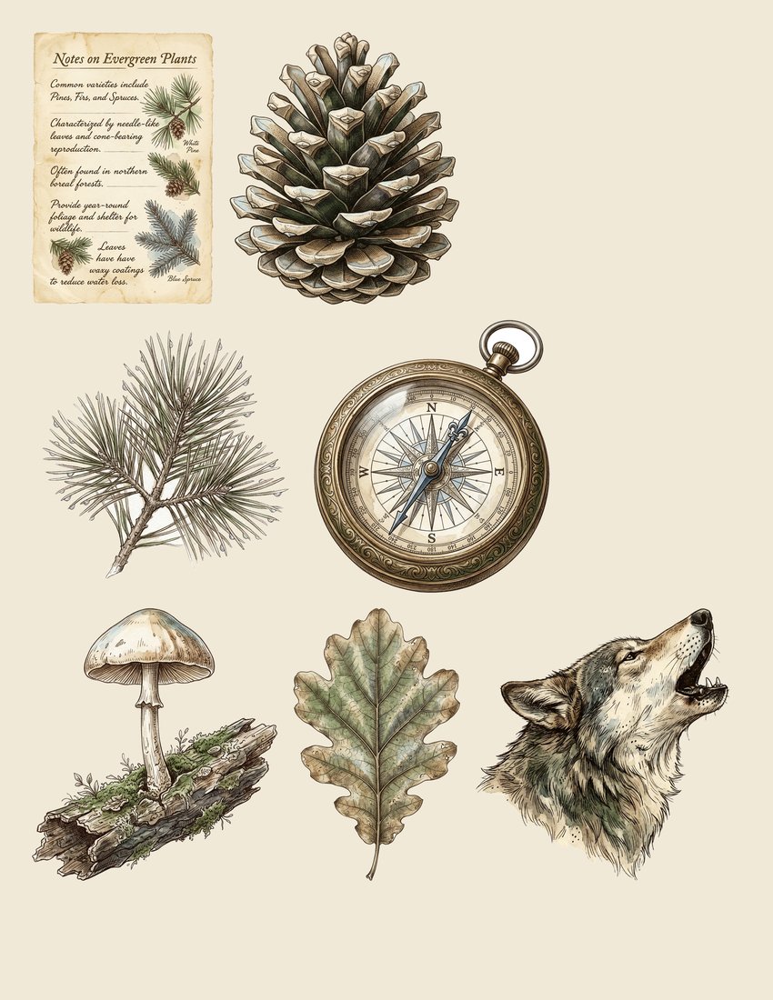 Mountain Wilderness junk journal kit — sheet preview 3