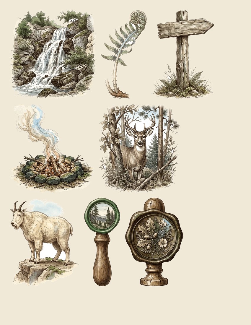Mountain Wilderness junk journal kit — sheet preview 4