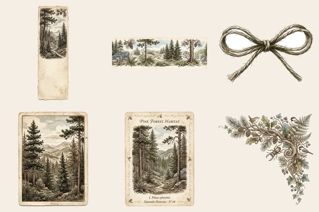 Mountain Wilderness junk journal kit — element closeup 1