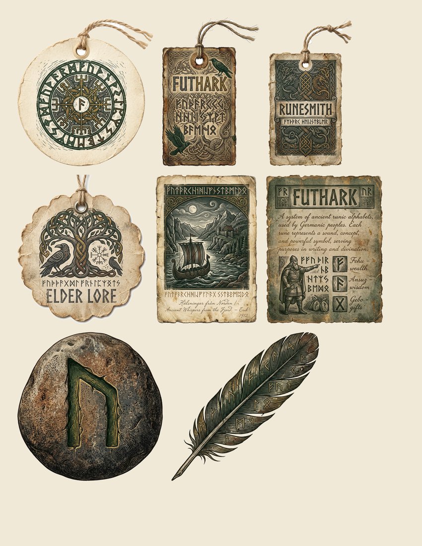 Nordic Runes junk journal kit — sheet preview 2
