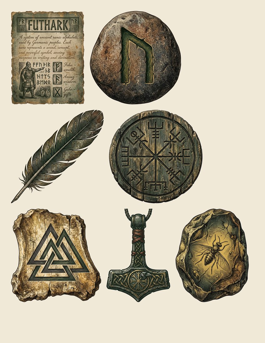 Nordic Runes junk journal kit — sheet preview 3