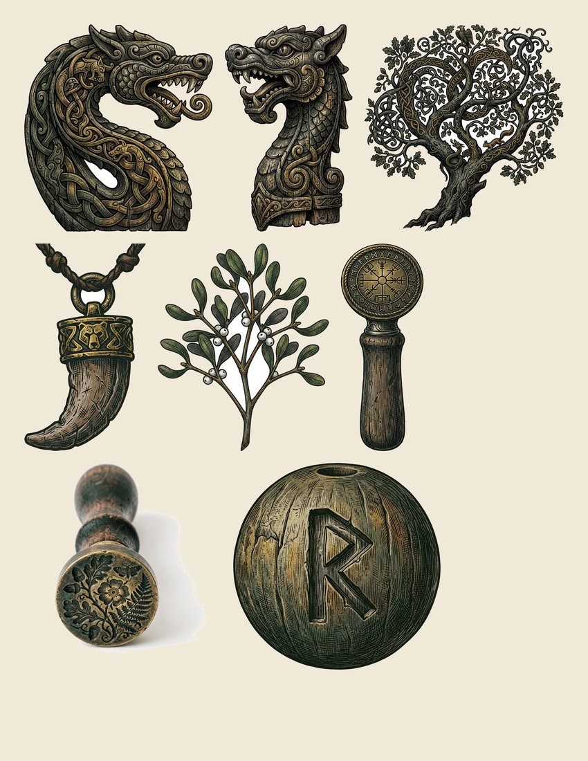 Nordic Runes junk journal kit — sheet preview 4