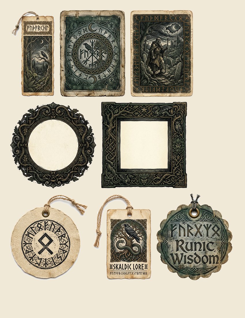 Norse Saga junk journal kit — sheet preview 1