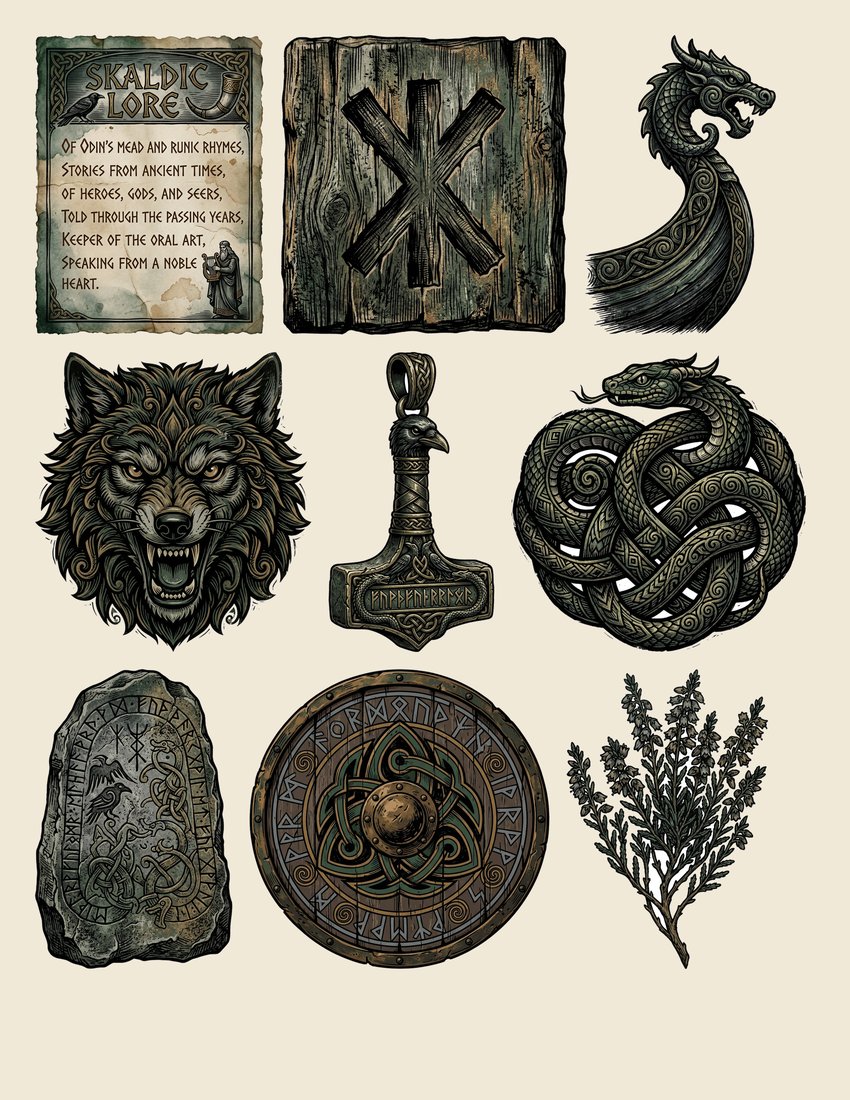 Norse Saga junk journal kit — sheet preview 3