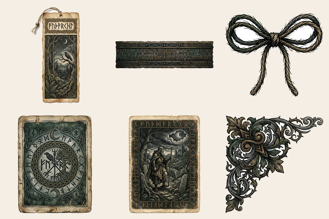 Norse Saga junk journal kit — element closeup 1