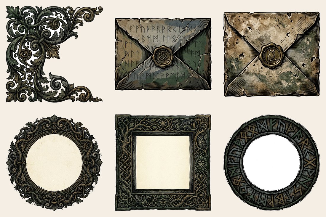 Norse Saga junk journal kit — element closeup 2