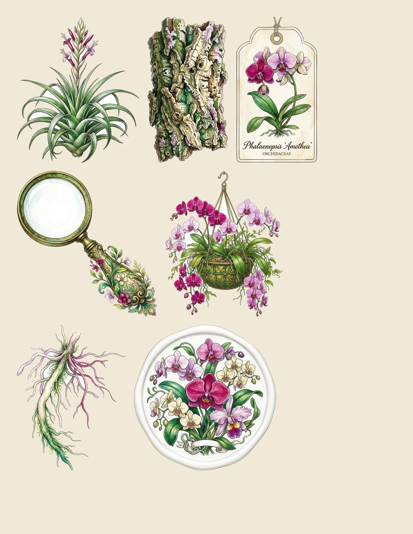 Orchid Hothouse junk journal kit — sheet preview 4