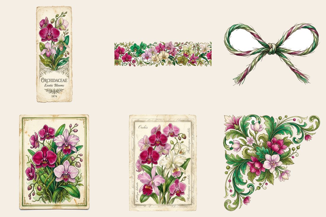 Orchid Hothouse junk journal kit — element closeup 1