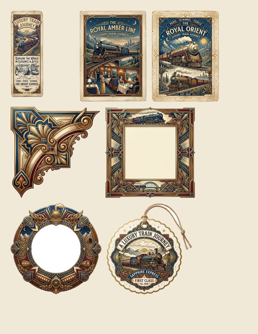 Orient Express junk journal kit — sheet preview 1