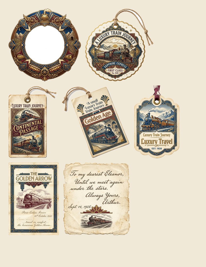 Orient Express junk journal kit — sheet preview 2