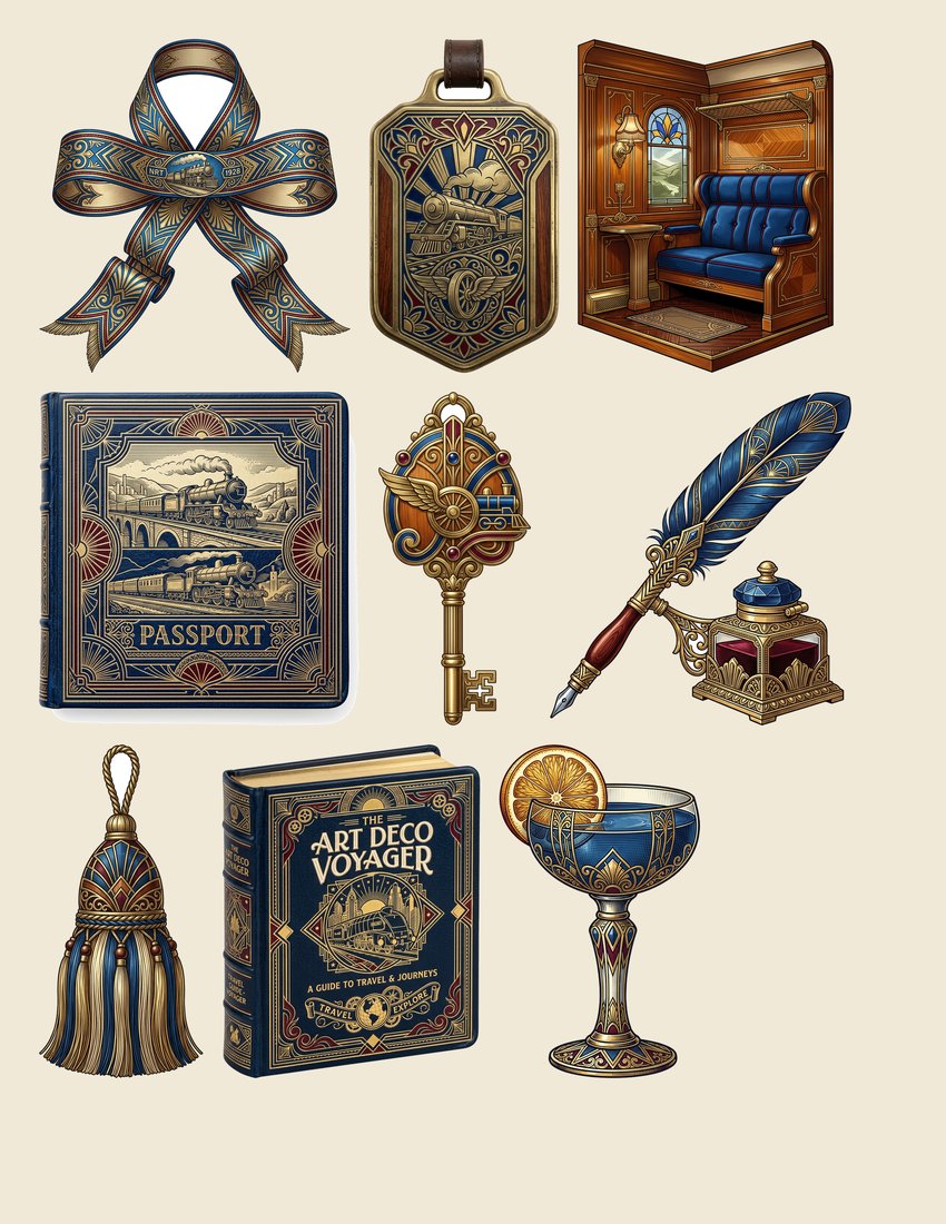 Orient Express junk journal kit — sheet preview 3