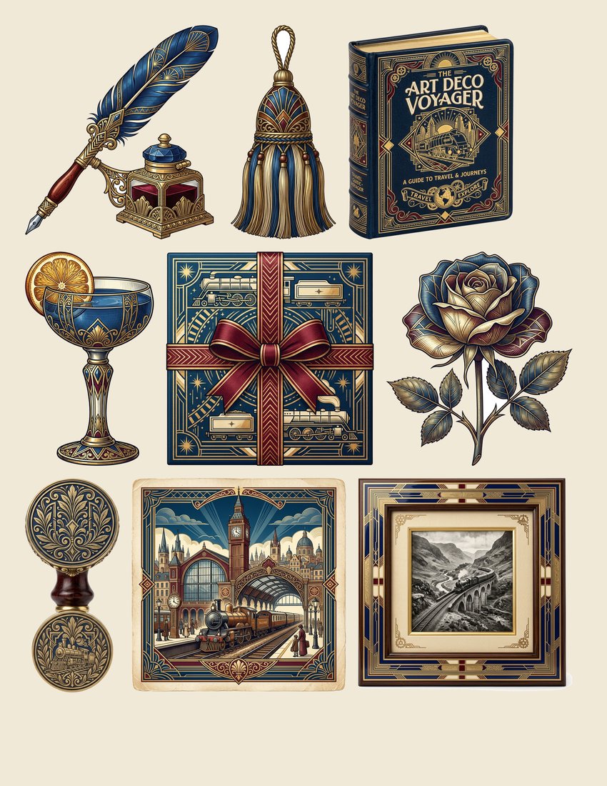 Orient Express junk journal kit — sheet preview 4
