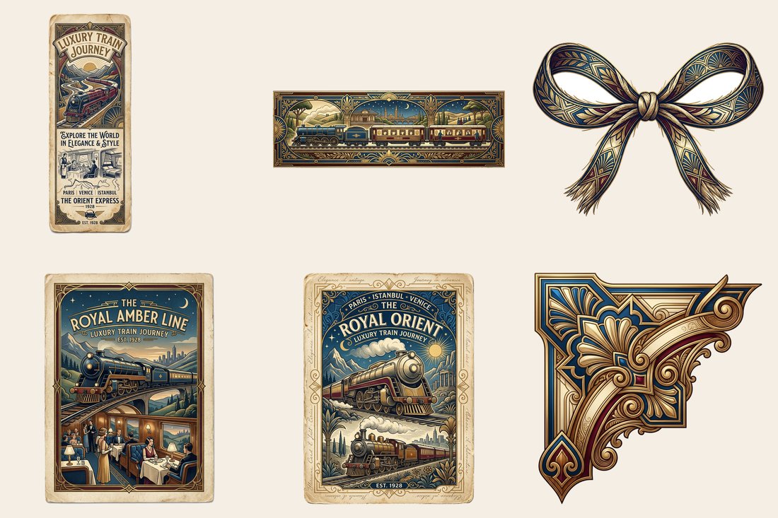 Orient Express junk journal kit — element closeup 1