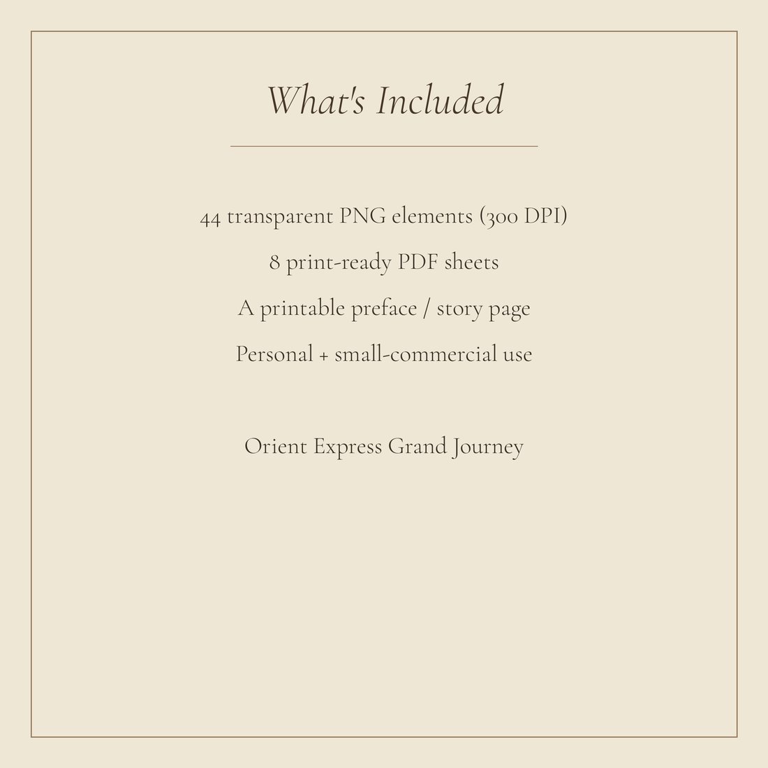 Orient Express junk journal kit — spec info