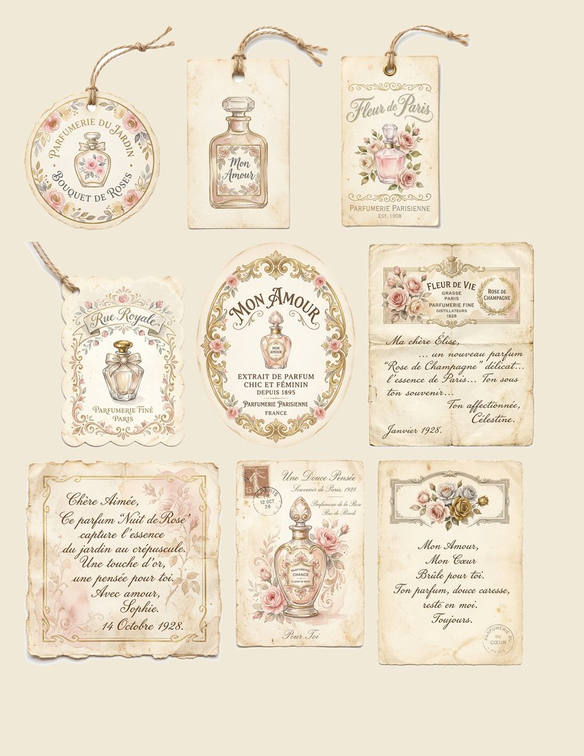 Parisian Parfumerie junk journal kit — sheet preview 2