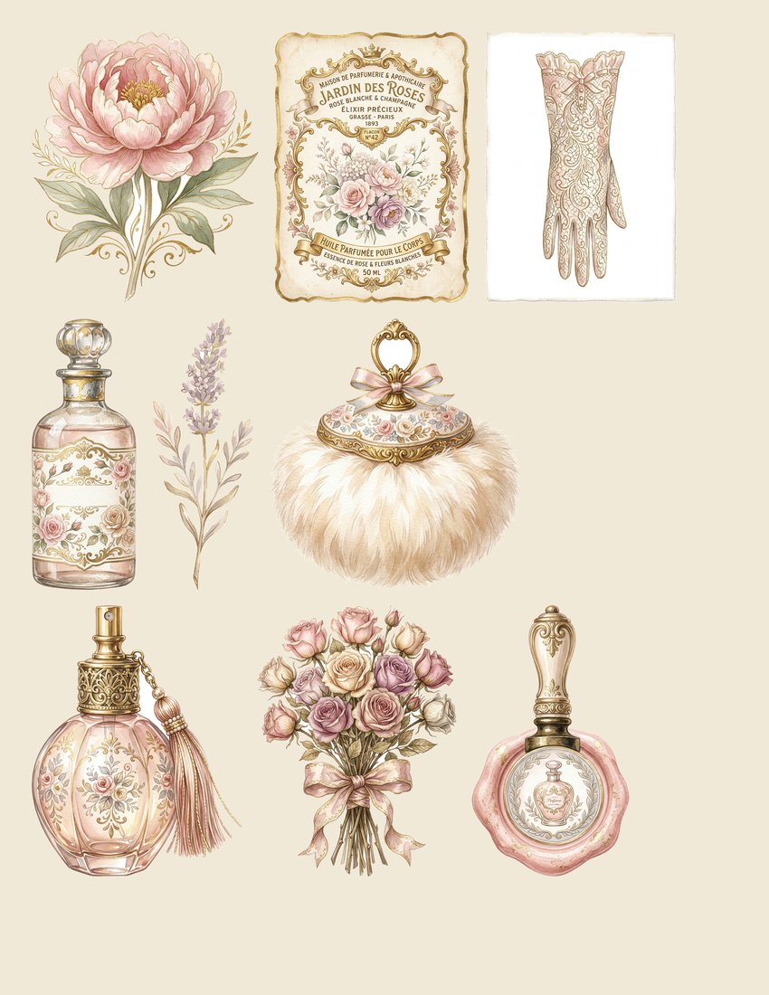 Parisian Parfumerie junk journal kit — sheet preview 4