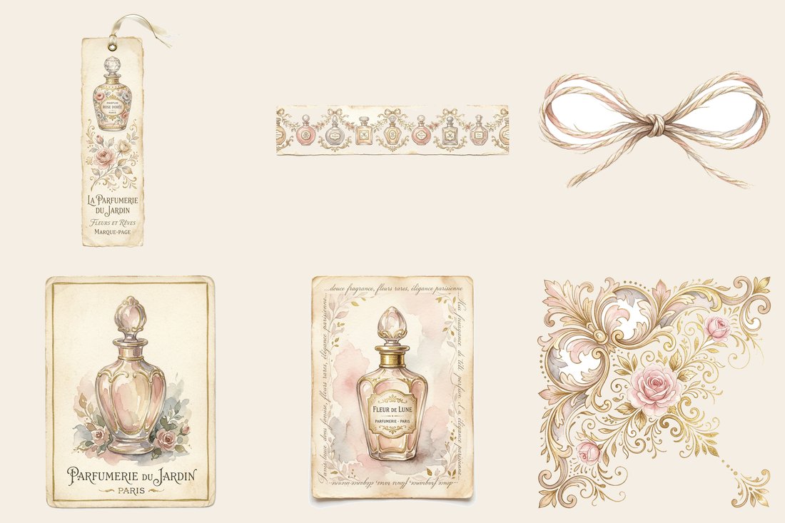 Parisian Parfumerie junk journal kit — element closeup 1