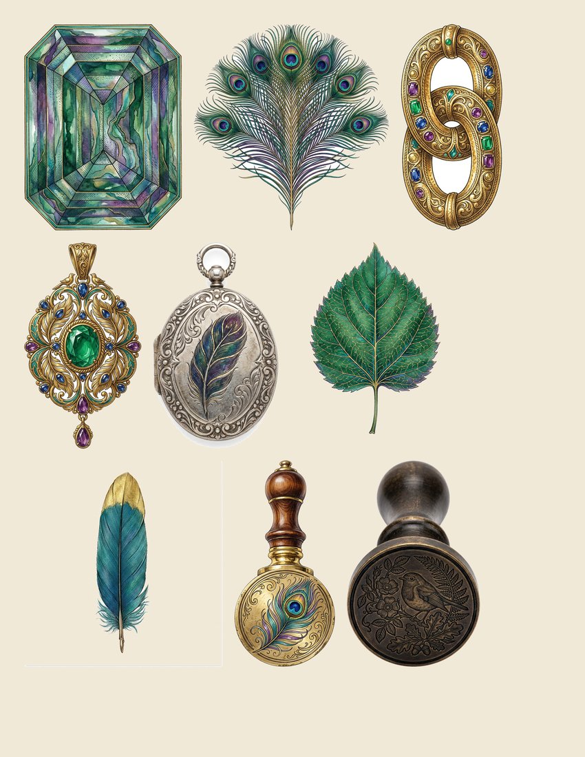 Peacock Pavilion junk journal kit — sheet preview 4