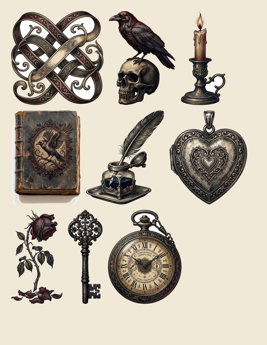 Poes Nevermore junk journal kit — sheet preview 3