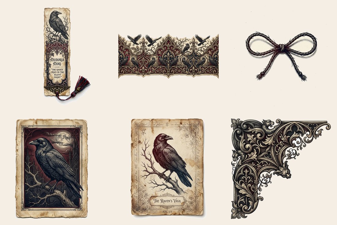 Poes Nevermore junk journal kit — element closeup 1