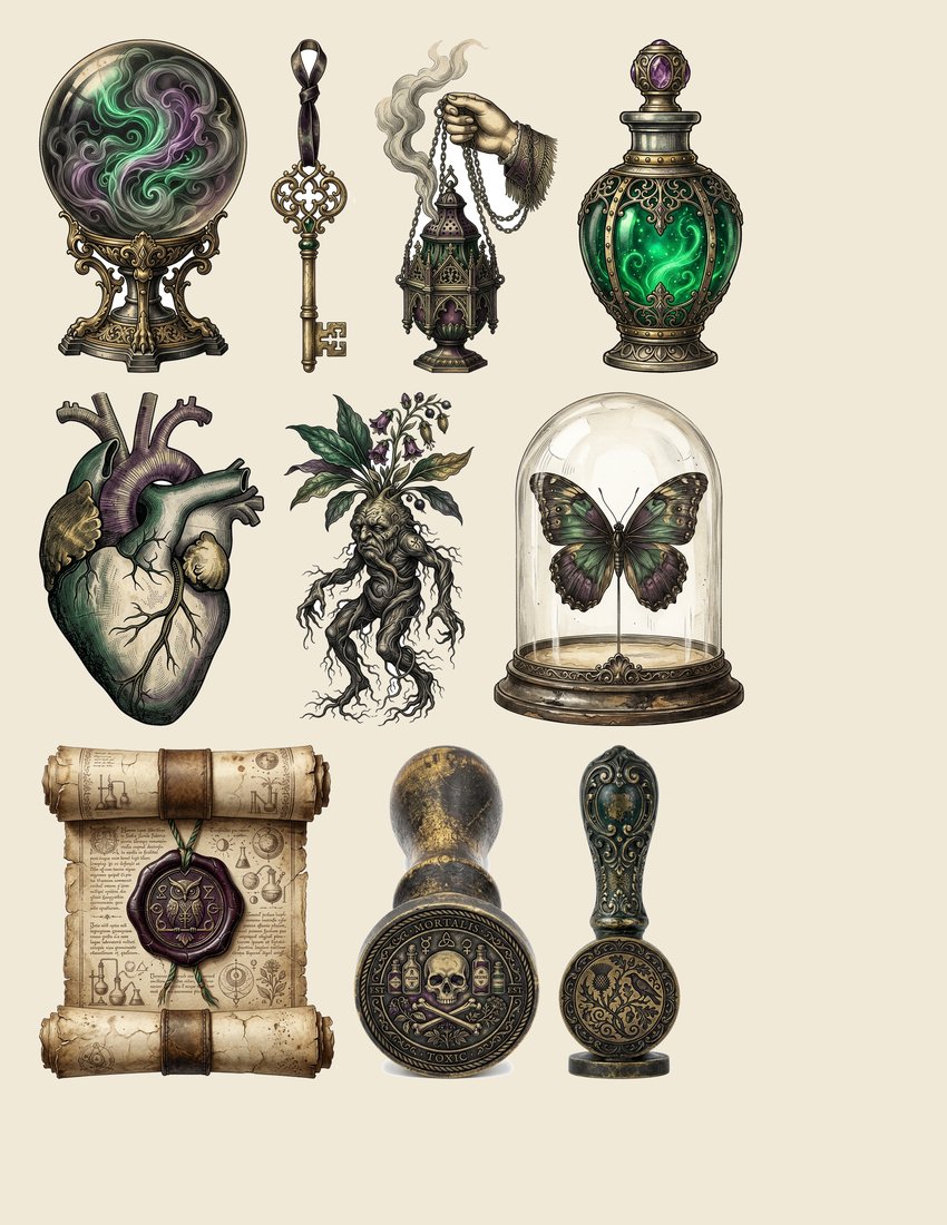 Poison Apothecary junk journal kit — sheet preview 4