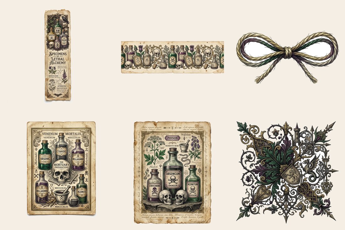 Poison Apothecary junk journal kit — element closeup 1
