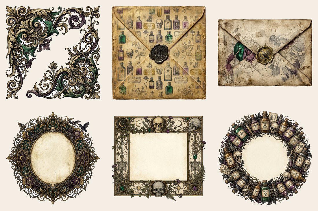 Poison Apothecary junk journal kit — element closeup 2