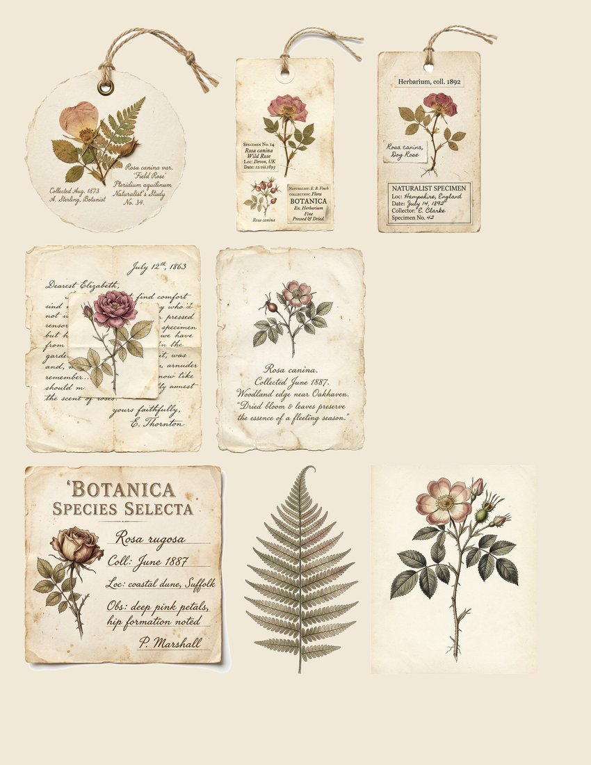 Pressed Herbarium junk journal kit — sheet preview 2